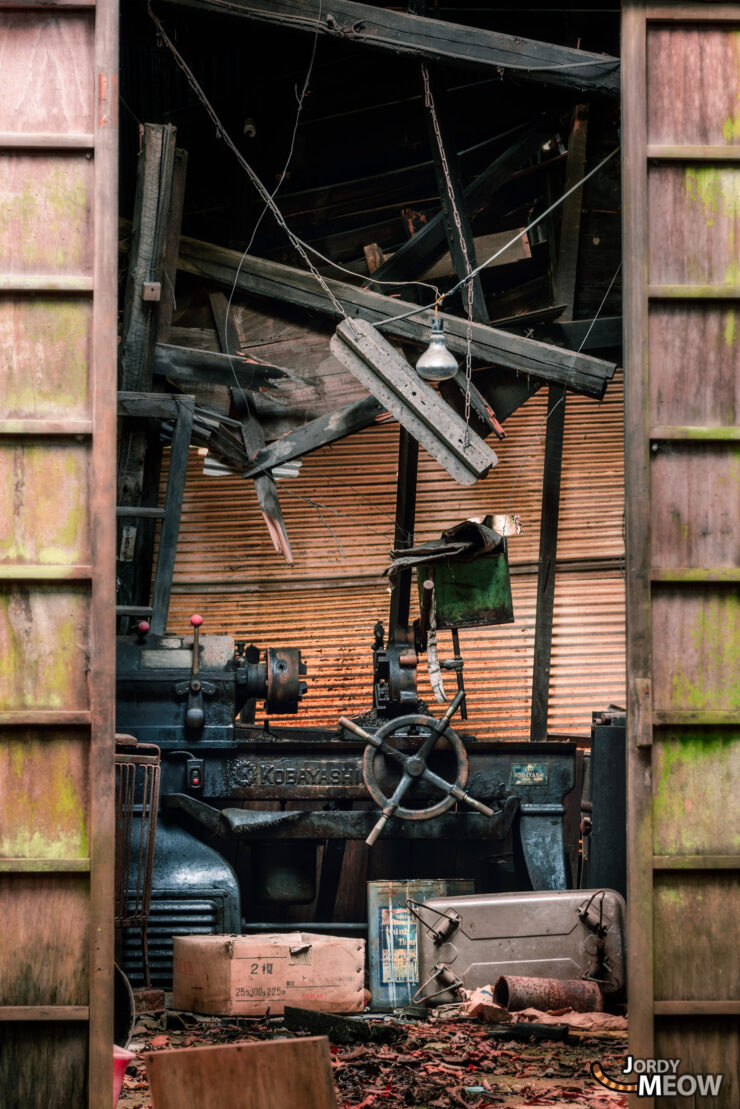 Exploring decaying Nichitsu Mine in Saitama, Japan with rusted machinery and broken windows.