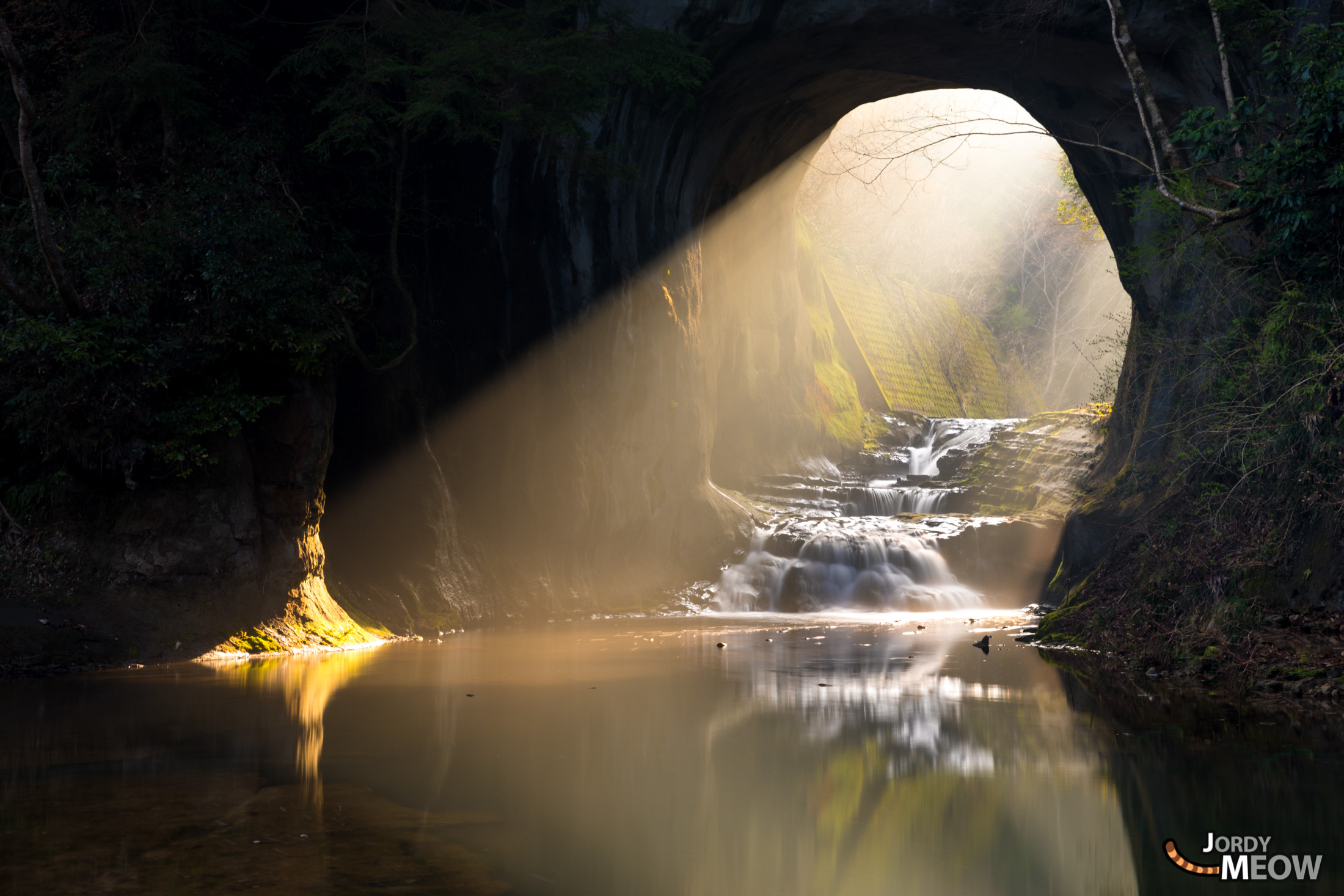 cave, chiba, japan, japanese, kanto, natural, nature, sunrise, waterfall