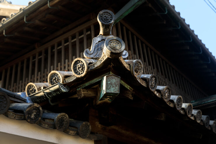 Intricate Roofline of Traditional Japanese Shrine, Tomonoura