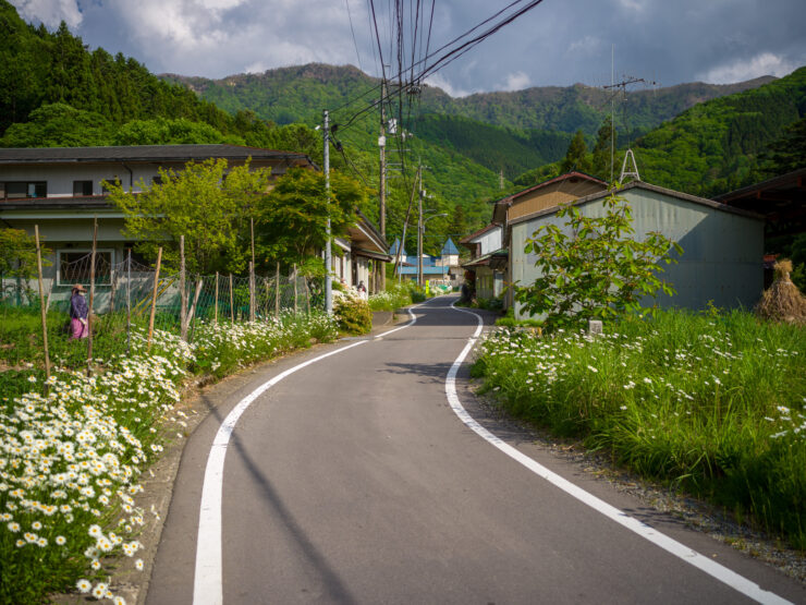 Scenic Japanese mountain village road