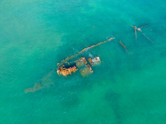 Shipwreck Aerial View Turquoise Waters