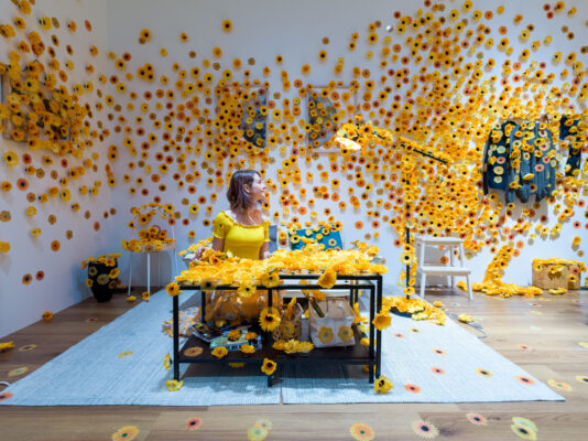 Yayoi Kusamas Vibrant Yellow Dots Installation