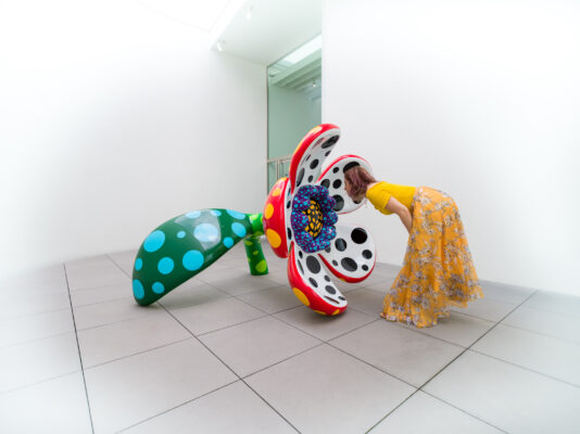 Vibrant Yayoi Kusama sculpture installation